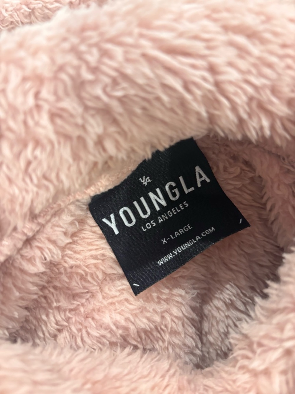 YoungLa Kangaroo Teddy Fleece Sherpa Hoodie Salmon Pink Men's XL - Picture 7 of 8